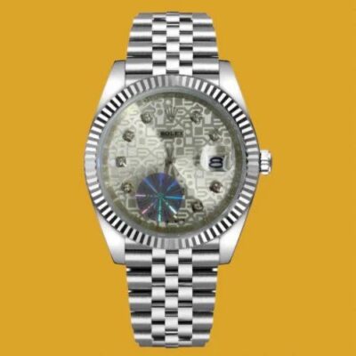 Women's 26mm Rolex Datejust SS Jubilee Silver Rolex Engraved Diamond Dial Fluted