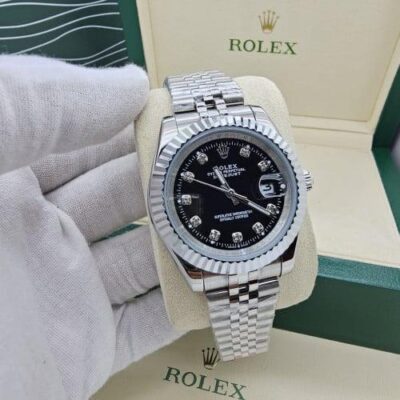 Rolex Datejust black dial with diamond hour markers