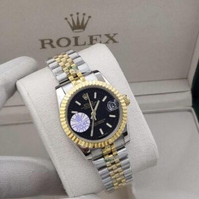 Rolex Datejust Black Dial Half Gold Jubilee Bracelet